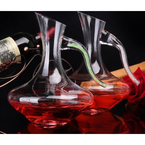 1450ML Creative Decanter Lead-free Crystal Glass Diamond Handle Dispenser Wine Whiskey Glass for Bar Party Beat Christmas Gift