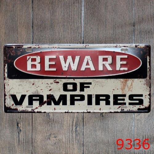 15x30cm Beware of Vampires Metal Tin Sign Bar Pub Home Vintage Retro Poster Cafe Decor
