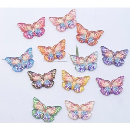 20Pcs/set Mini Butterfly Cabochon Resin Planar Home Decoration Patches Botton DIY Crafts Jewelry Accessories