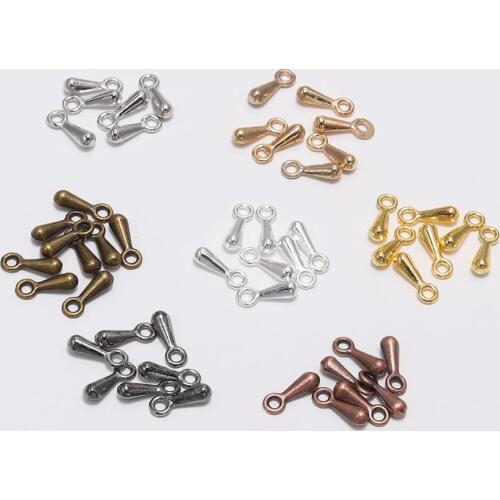 200pcs/ lot Gold Water Drop Pendant End Beads 2*7 3*9mm For Tail Extender Chain DIY Jewelry Making Findings Accessories