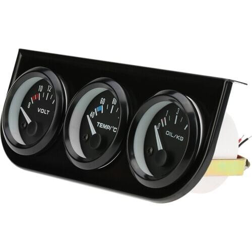 Car Style 52mm Electronic Triple Gauge Kit Oil Pressure Water Temperature Gauge Voltmeter 3 in 1 Car Motorcycle Meter