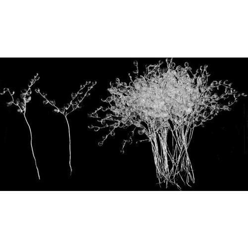 50 Stems 16cm Artificial Bouquet Acrylic Bead Drops Spray For Wedding DIY Craft (White)