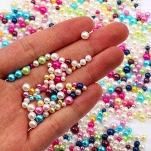 500pcs Mix size 2-5mm No Hole Colorful Pearls Round ABS Imitation Pearl Beads For Jewelry Making DIY UV Resin Epoxy Mold Filler