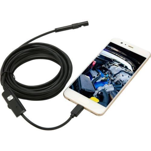 Black 6 LED 7mm Lens Cable Waterproof Mini USB Inspection Borescope Camera For Android Endoscope 640*480 Phones/1280*720 PC