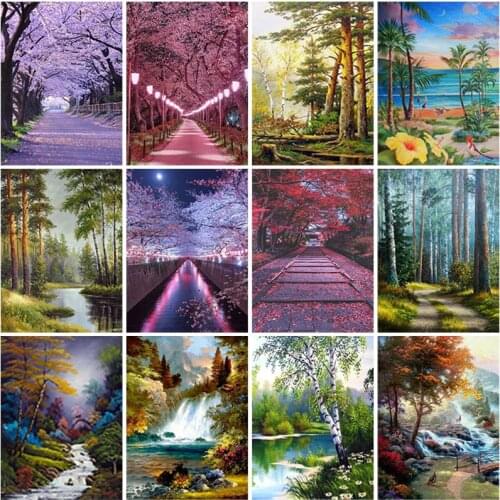 DIY Scenic 5D Diamond Painting Full Round Drill Landscape Diamond Embroidery Cross Stitch Kits Mosaic Wall Art Home Decor