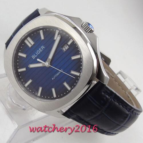 BLIGER Luxury Brand Analog Men Watches Fashion Blue Dial Automatic Wristwatch Luminous Male Clock Reloj Hombre