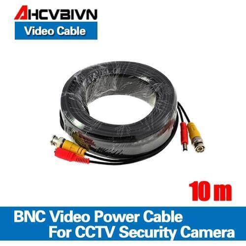 BNC cable 10M Power video Plug and Play Cable for CCTV camera system Security free shipping