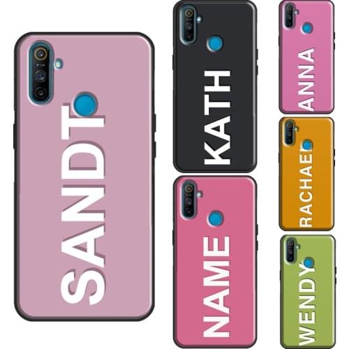 Pastel Custom Vertical Name Personalized For Realme 8 Pro 6 7 Q3 Pro GT C21 C15 C3 Phone Case For OnePlus 9 Pro 8 Nord 8T Cover