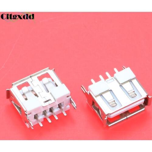 Cltgxdd 10pcs 10mm USB 2.0 connector USB jack 4 pin female socket 180 degree DIY Short type Notebook Laptop