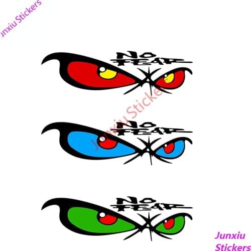 Fluorescent No Fear Eyes Catcher Car Stickers for Bumper Camper Yacht Motorcycle Waterproof Exterior Vinyl Decals PVC15x4cm