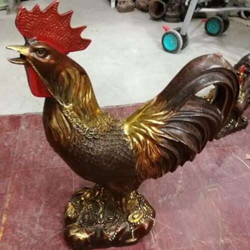 Animal head real pure Brass statues Cock chicken Rooster mascot copper sculpture crafts like Home Furnishing business decoration