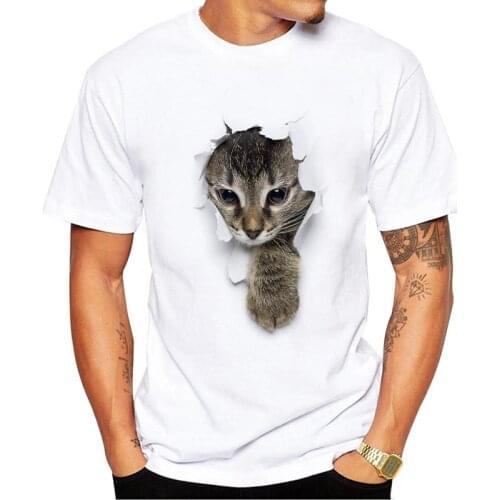 Custom Shirt Cotton Cartoon Funny Cat Design Summer Fashion Short-sleeved for Men High Quality Woman T-shirts 2021 Style