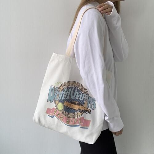 Women Canvas Shoulder Shopper Bags Reusable Shopping Bag Cotton Cloth Tote Bags for Women 2020 Cute student Handbag