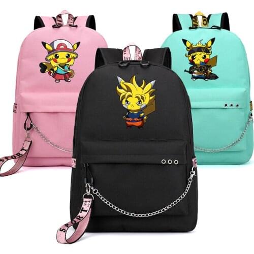 Anime Marvelous Poke-mon Backpack Pikachu Laptop Canvas Student Schoolbag Rucksack Men Women School Bags