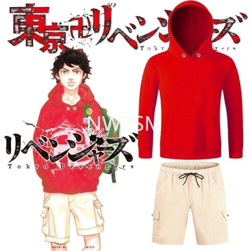 Anime Tokyo Revengers Hanagaki Budo Red School Uniform Hoodies Cosplay Costume