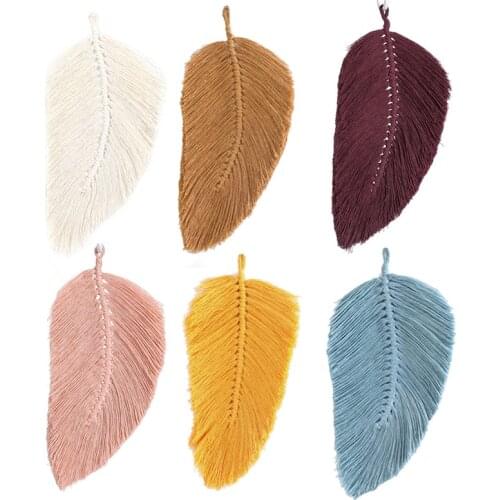 Macrame Wall Hanging Leaf Feather Boho Decor Cotton Cord Nordic Style Tapestry Toy Kids Room Tassels Decor Home PR Sale