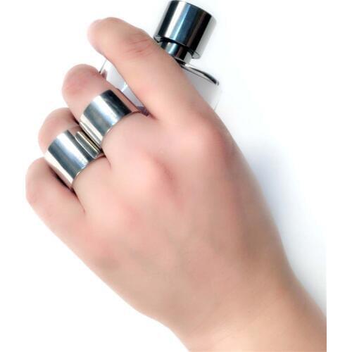 MANGOSKY 1Pcs Wide 14mm 316L Titanium Steel Ring Wedding Rings For Women Fine Jewelry Titanium Steel Punk Rings