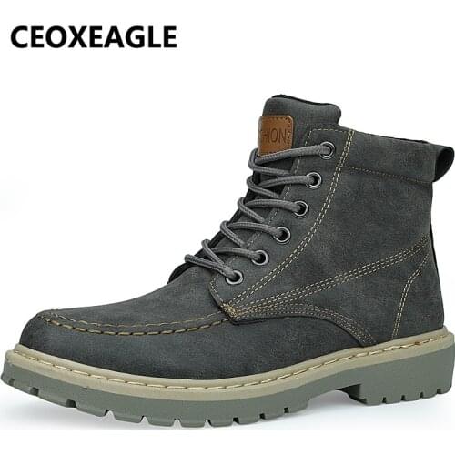 High Quality Autumn Men Boots Winter Ankle Boots Marten Boots Outdoor Working Boots Men Shoes Vintage Lace-Up Warm Fashion Shoes