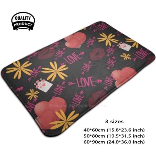 Love Pattern 001 Soft Foot Pad Room Goods Rug Carpet Love Lovers Heart Flowers Love Mail Affection Lips Kiss
