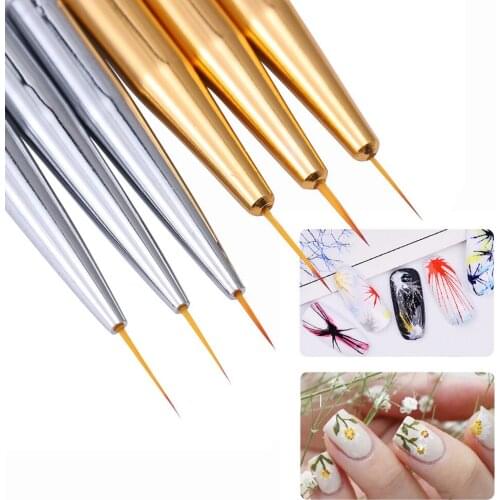 3Pcs Acrylic French Stripe Nail Art Liner Brush Set Tips Manicure Ultra Thin Line Drawing Pen UV Gel Brushes Painting Tools