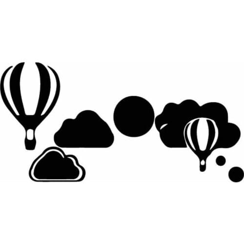 Clouds In The Hot Air Balloon Sky Car Decals Car Window Decoration Personalized Pvc Waterproof Decals Black/white, 16cm*8cm