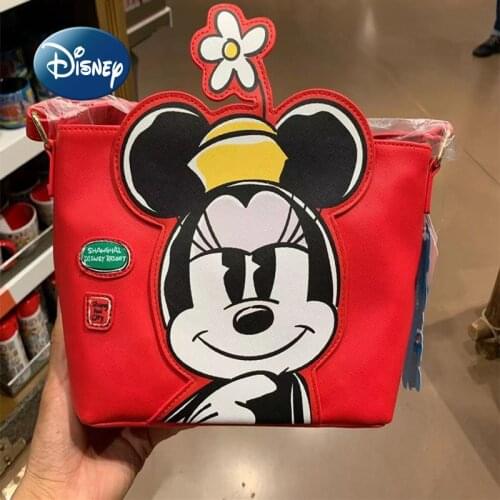 Disney Genuine Minnie Cute Lady Shoulder Bag Fashion Casual Multifunctional Storage Durable Girl Cosmetic Bag Messenger Bag