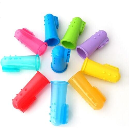 New Silicone Finger Toothbrush Dental Hygiene Brush for Small to Large Dog Cat Pet Bedding & Litter Easy To Use