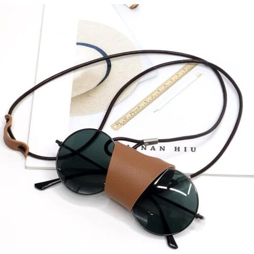 New Fashion Hanging Neck Clip Glasses Bags Portable Case Leather Glasses Lanyard Cute Protection Cover