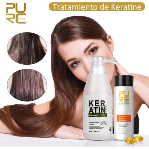 New PURC 5% formalin keratin Brazil Keratin Treatment and 100ml purifying shampoo hair care treatment for lady hair repairs