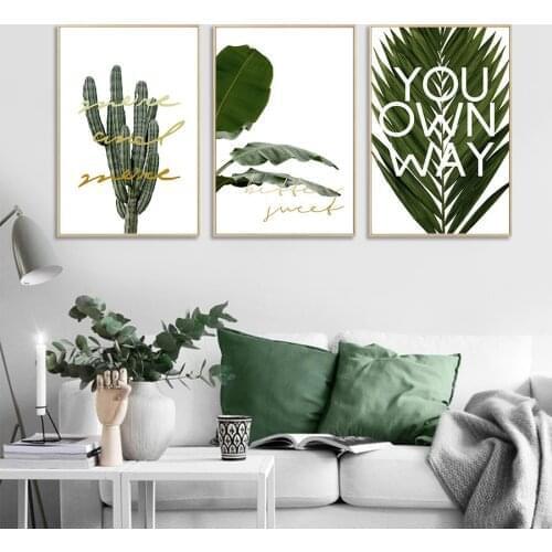 Green Leaf Poster and Prints Scandinavian Home Living Room Plants Canvas Painting Decor Nordic Minimalist Pictures Wall Art
