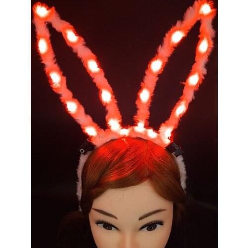 LED Luminous Flash Rabbit Hair Band Fancy Dress Headband For Baby Shower Birthday Festival Girls Women Children Gift Toy