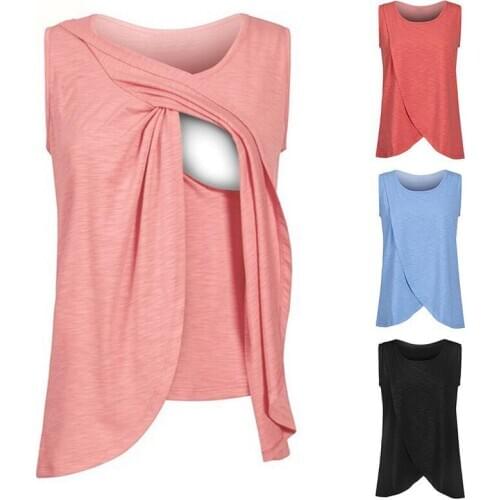 Plus Size 5XL Women Maternity Breastfeeding Tops Casual Sleeveless Blouse Nursing Baby Clothing Tees Pregnant T-Shirt Clothes