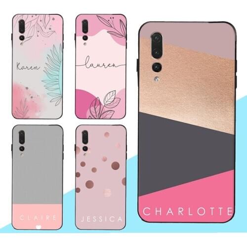 PERSONALISED name initial Pink Case for Huawei Honor 8X 9X 7A Pro 7C 10i 9 10 20 Lite 8A 8C 8S Y6 Y9 Y7 2019 Nova 5T