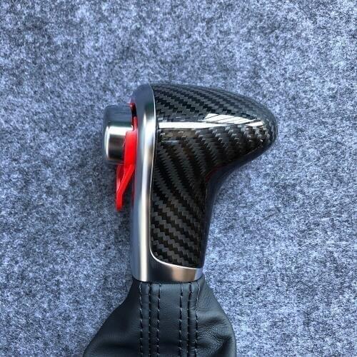 New Carbon fiber Leather Chrome Gear Shift Knob AT Gaiter For Audi A3 A4 A5 A6 A7 Q5 C6 Q7 4GD 713 139 8KD 719 139 4F1 713 139