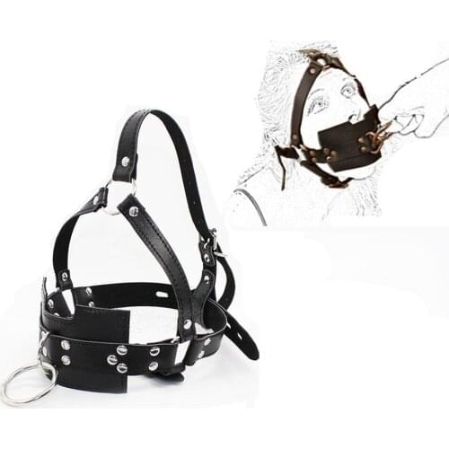 Sex Bondage PU Leather Slave Head Harness With Mouth Muzzle Strap Fetish Restraints Gag Ball BDSM Adult Game