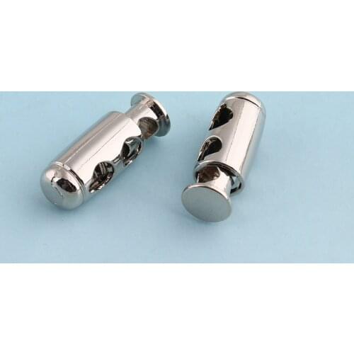 Silver Cord Locks Toggle 5mm Metal Rope Cord Stopper End Stopper Double holes Cord Adjuster Cord Toggle Lock Rope Toggle