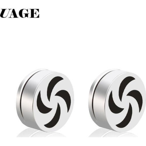 UAGE 1Pair Mens Magnetic Stud Earrings Korean Hiphop Rock Titanium Non Pierced Earrings Women Black 8mm Earring Clips