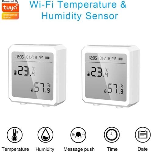 Tuya Smart WiFi Temperature Humidity Sensor Digital Thermometer Hygrometer Work with Alexa Google Assistant LCD Screen Detector