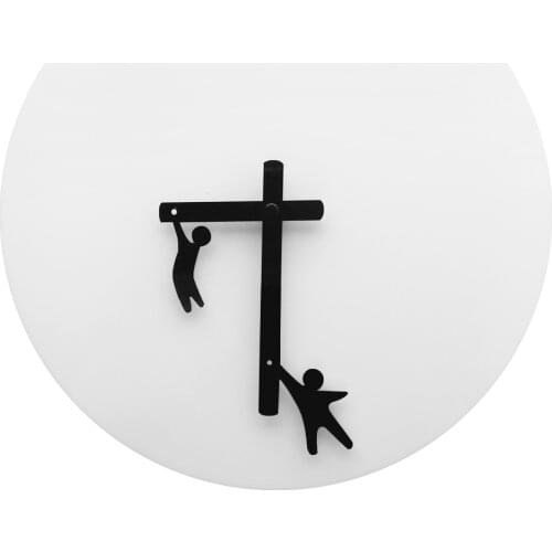 2Player Unique Clock Hands Wall Clock Little Men Clinging To The Hands Gymnasts Fun Minimalism Design Timepiece Quartz Movement