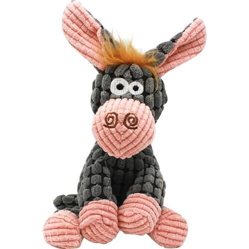 Fun Pet Toy Donkey Shaped Corduroy Chew Toy For Dog Puppy Squeaker Squeaky Plush Bone Molar Toy Pet Training Dog Supplies