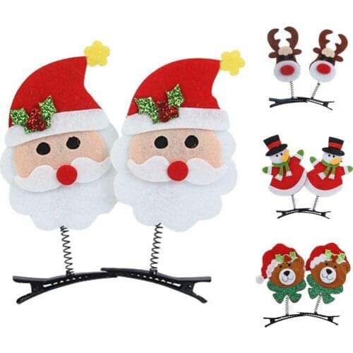 1 Pair Hair Clip Christmas Theme Design Headwear Metal Santa Claus Bobby Pin Jewelry Accessories Women Hairpin Photography Props