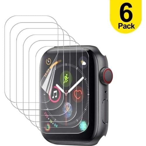 6 Pack Screen Protector for Apple Watch 6 SE Series 4 5 40mm 44mm Case Friendly Bubble-Free HD Clear iWatch 3 TPU Flexible film