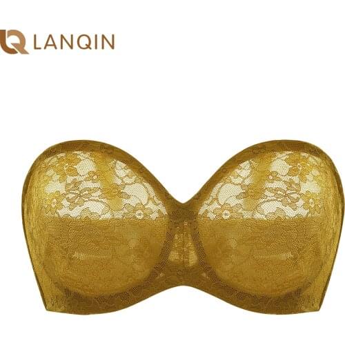 Womens Sheer Floral Lace Underwire Strapless Minimizer Bra Plus Size Non-Padded Multiway