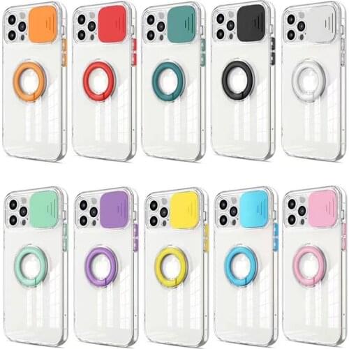 50pcs Candy Sliding Lens Camera Hard Acrylic Case Cover Stand Holder For iPhone 13 Pro Max 12 Mini 11 XS XR X 8 7 6 Plus SE