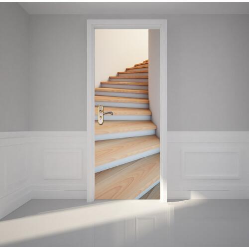 2pcs/set Imitation Wallpaper 3D Stairs Self-adhesive Stairway Door Sticker Home Decor DIY Mural Poster PVC Waterproof Wall Mural