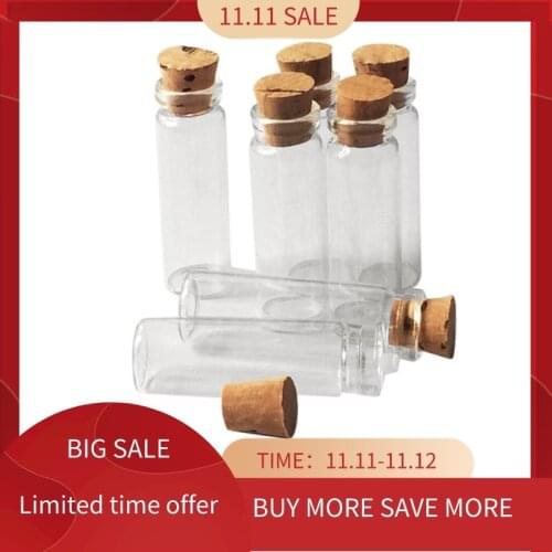 20Pcs 11X32Mm Tiny Mini Empty Clear Cork Glass Bottles Vials 2Ml