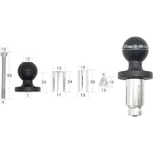 Aluminum Base Rubber Motorcycle Bike Mount Black Fork Stem Base with Ball Head for ram mount for gopro Ball Mount Adapter