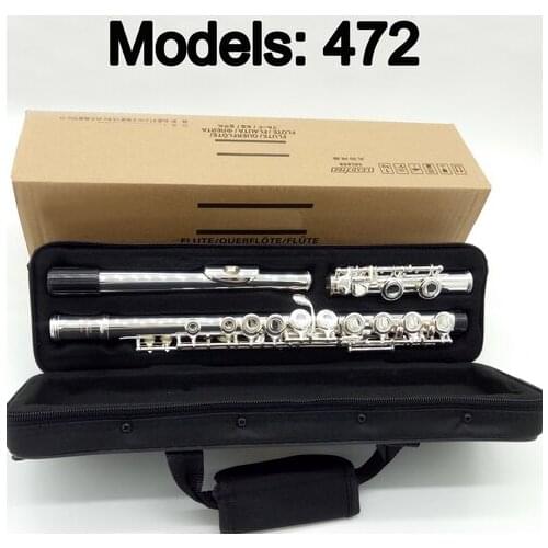 Free Shipping Flute 472 Silver Plated Professional Flute Instrument Intermediate Student Flutes C Leg 16 Holes Closed E Key