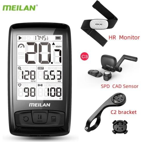 Wireless Bicycle Speedometer Meilan M4 and S1 Taillights Tachometer Heart Rate Monitor cadence Speed Sensor Waterproof Stopwatch