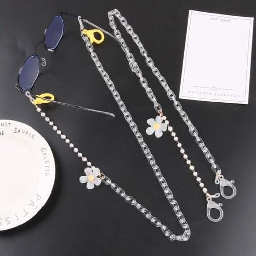 Fashion Pearl Mask Chains Glasses Chain Women Retro Acrylic Sunglasses Lanyards Eyewear Cord Holder Neck Strap Flower Chain
